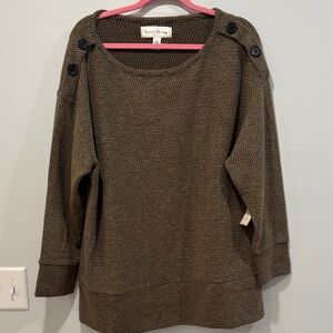 French Laundry Brown Knit Sweater with Button Details